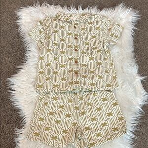 Lauren Conrad Size 3T Palm Tree Print Short Set - Cream & Olive